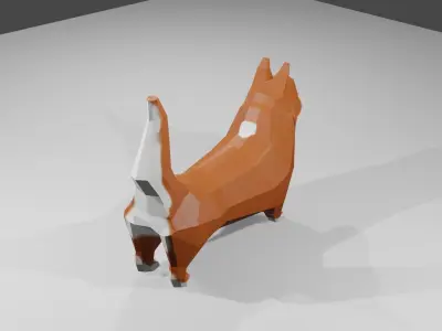 Korgy polygonal dog Low-poly 3D model