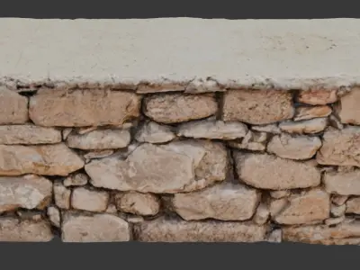 Old Stone Wall Scan Low-poly 3D model