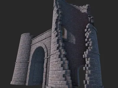 Castle Gate Ruins Low-poly 3D model
