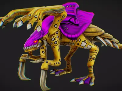 Alien Flea Monster Insect Creature Golden Bug Zergling Low-poly 3D model