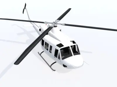 Bell B412 Static Helicopter Low Poly blank Low-poly 3D model