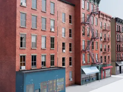 Chicago brick building 2 Low-poly 3D model