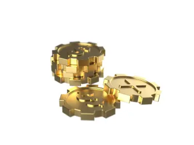 Gear Coin Fusion of Money and Industry Free 3D model