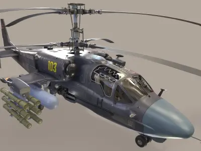 Kamov Ka-52K Katran Complex Animation Low-poly 3D model