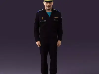 man in russian army blue uniform 1110 3D model