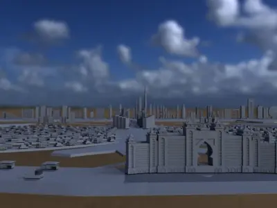 Palm Dubai Island Low-poly 3D model