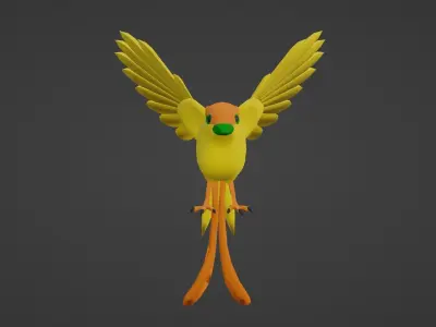 Low poly Yellow Bird Free low-poly 3D model