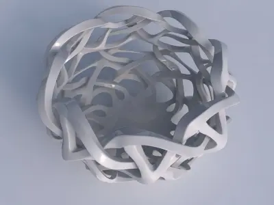 Bowl cylindrical with interlacing sharp edged lattice squeezed 2 3D model