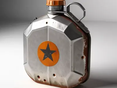 Dented Metal Military Canteen 3D model