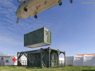 Portable Military Shelter Container Structure 3D model