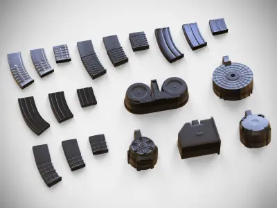 Magazine Attachments Pack - Clip - LMG - Sniper - Rifle - Pistol Low-poly 3D model