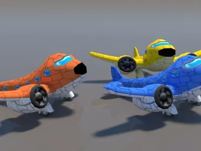 Cartoon Plane Low-poly 3D model