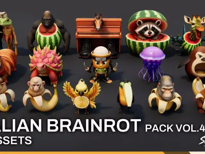 Italian Brainrot Pack VOL4 Low-poly 3D model