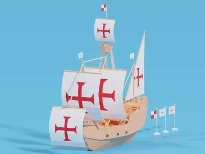 Cartoon Santa Maria Ship Low-poly 3D model