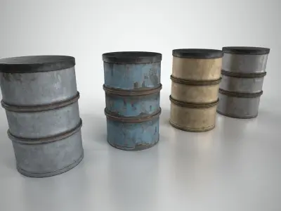 Metal Barrel 4 Low-poly 3D model