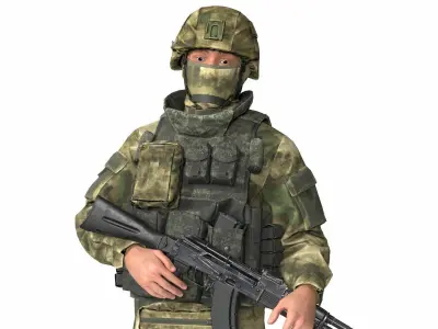 Russian Soldier PMC Character Low-poly 3D model