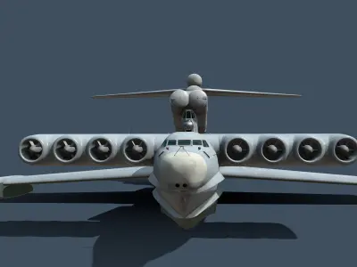 Lun-class ekranoplan project 903 Low-poly 3D model