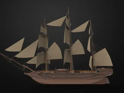 Pirate Sailing ship 3D model