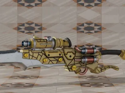 Steampunk pistol Free low-poly 3D model