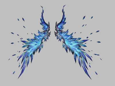 Blue Crystal Wing Low-poly 3D model