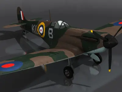 SPITFIRE MK IA 54th Squadron Low-poly 3D model