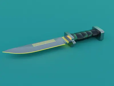 SCI-FI knife 3D model orange 3D model