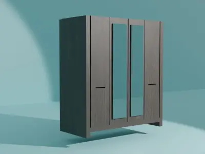 Wooded Middle Wardrobe Free 3D model