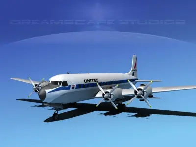 Douglas DC-7C United Airlines 3D model