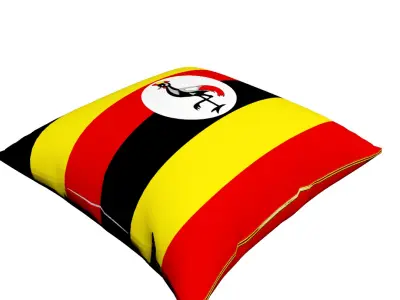 Uganda Flag square Cotton Pillow 3D model