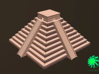 Maya Pyramid - Ancient Temple - Baked Texture Low-poly 3D model