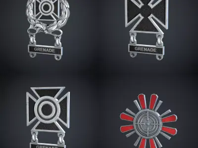 Marksmanship Low poly Badges 3D Model Collection