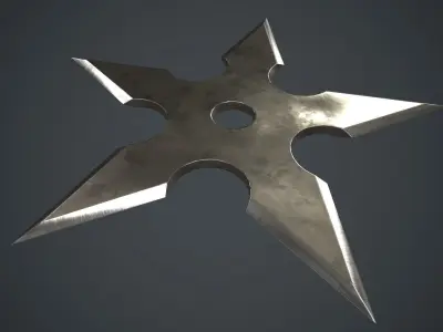 Shuriken PBR Game Ready metal star Low-poly 3D model