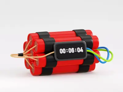 Cartoon Digital Time Bomb Dynamite Low-poly 3D model