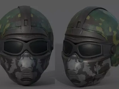Helmet scifi armor combat military fantasy cyborg  Low-poly 3D model