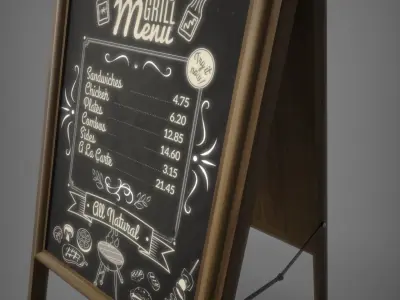 Chalkboard Restaurant Sign 3D model