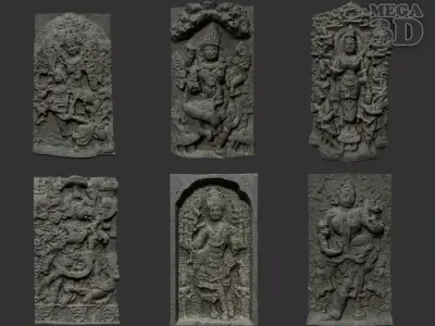 India Temple Wall modular - 221002 Low-poly 3D model