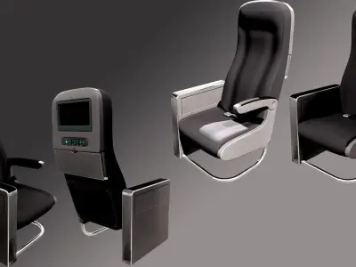 airplane passengers seats PBR Low-poly 3D model