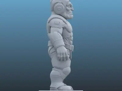 Cybernetic Dwarf Warrior - Sci-Fi Soldier 3D Miniature PM-112 3D print model
