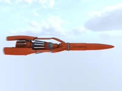 Thunderbird orange missile flying in sky Low-poly 3D model