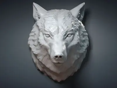 Wolf Head Sculpture Calm 3D model