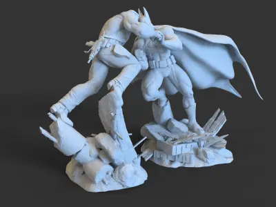 x2 Batman Vs Punisher STL 3d printing collectibles 3D print model purchase