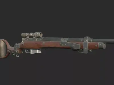Future sci-fi wasteland-style sniper rifle 3D model