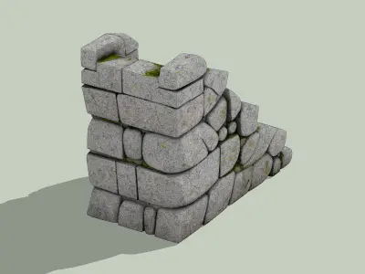 Ancient stone stairs Low-poly 3D model