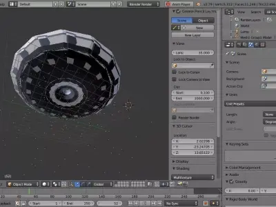 Spaceship Flying saucer Low-poly 3D model
