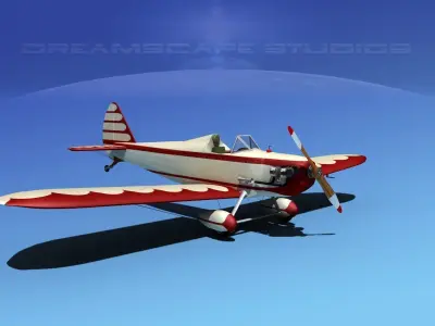Flybaby biplane flying in sky 3D model