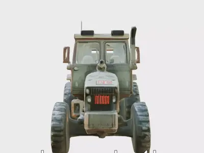 Battle-Scarred Military Tractor 3D Model Low-poly 3D model