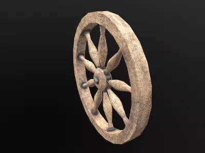 Wagon Wheel 3 Low-poly 3D model