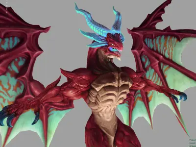 dragon red Low-poly 3D model