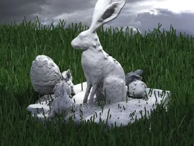 Easter Bunny 2 designs with Egg  3D model