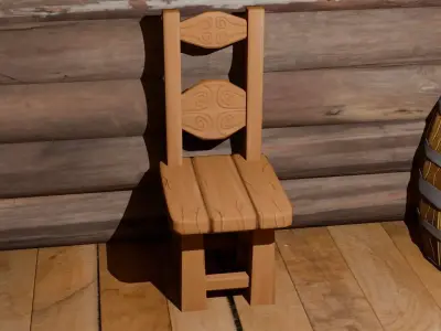 Pack furniture made of wood Free low-poly 3D model